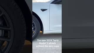 The new 2024 Tesla Model 3 Highland Photon wheels without the aerocap hubcap [upl. by Saiasi686]