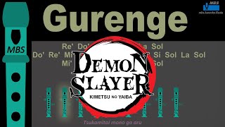 Gurenge Demon Slayer  Kimetsu no Yaiba OP  LiSA Flauta Dulce Cover By MBS Con Notas Tipo Karaoke [upl. by Rafferty]