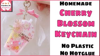 How to make keychain at home DIY cherry blossom keychainkeychain ideaschool supplies hacks [upl. by Ennayehc]