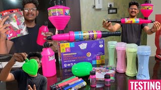 Unique New Holi Gadgets Testing Lattu Gun Gulal Shooter Holi Stash Testing 2022 Creator yogesh [upl. by Theall104]