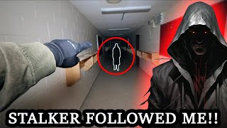 STALKER CONFRONTS US IN ABANDONED HAUNTED SCHOOL HELP [upl. by Yroj622]