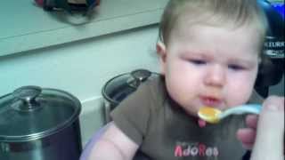 Cutest baby eating sweet potatoes for the first time [upl. by Macleod]