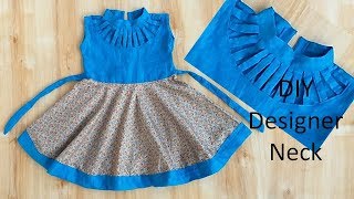 DIY Designer NECK Baby Frock Cutting amp Stitching Full Tutorial [upl. by Adnicaj]