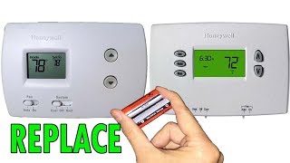 Honeywell thermostat battery replacement if thermostat doesnt work AC wont turn on [upl. by Allister]