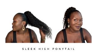 HOW TO CURLY PONYTAIL WITH WEAVE TUTORIAL  NO GLUE [upl. by Enived]