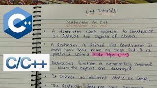 What is Destructor explain with syntax C Object Oriented Programming Tutorial in Hindi  62 [upl. by Niran476]