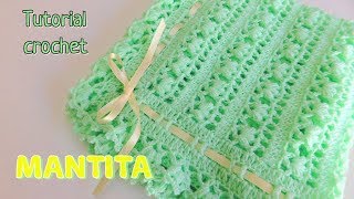 Como tejer un ajuar Mantita o cobija para bebe a crochet ganchillo [upl. by Akema]