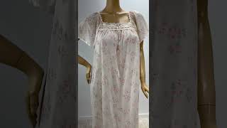 Lovely vintage granny nightgown Soft nylon sweet rose pattern [upl. by Yentruok446]