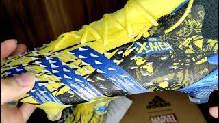 Unboxing Adidas PREDATOR FREAK 1 FG football boots MARVEL limited edition Wolverine  Close up HD [upl. by Nwahsyd965]