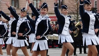 Musztra paradna mażonetki i orkiestra OSP Krasocin  Święto Niepodległości 2013 w Kielcach [upl. by Einafpets]