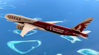 QATAR AIRWAYS Business Class  Boeing 777300ER from Doha to the Maldives trip report in 4K [upl. by Prichard]