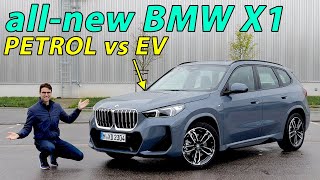 allnew 2023 BMW X1 driving REVIEW  23i petrol vs iX1 EV car comparison [upl. by Aikahc724]