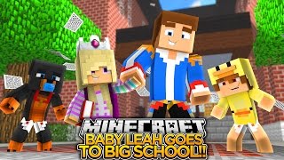 FIRST DAY AT SCHOOL w LITTLE DONNY Minecraft  Baby Leah Adventures [upl. by Wailoo]