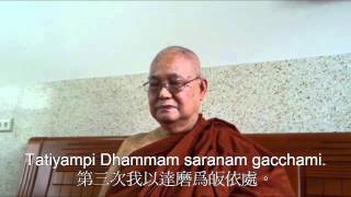 Sayadaw U Pandita giving Three Refuges and Five Precepts 班迪達大師傳授三皈五戒 [upl. by Kinchen]