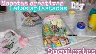 DIY CÓMO hacer MACETAS RECICLADAS CREATIVAS con LATAS APLASTADAS  MACETAS CON ALAMBRISMO colgantes [upl. by Norling920]