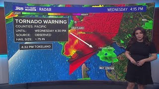 Tornado Warning issued for Pacific County [upl. by Natanhoj]