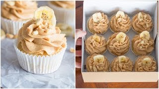 EGGLESS PEANUT BUTTER BANANA CUPCAKES  RECIPE [upl. by Animahs]