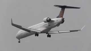 Eurowings Canadair Regional Jet CRJ900ER DACNG overhead  final approach at Berlin Tegel airport [upl. by Nitsrik]