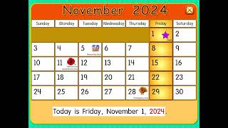 Starfall Make a Calendar November 2024 [upl. by Mide]