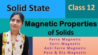 Magnetic Properties of Solids  Ferro amp Ferri Magnetic  Anti Ferro Magnetic  Para amp Dia Magnetic [upl. by Tnomel]