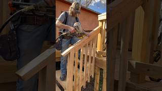 🔨Deck Stair Railing Installation construction contractor deck framing carpenter carpentry [upl. by Raybourne]