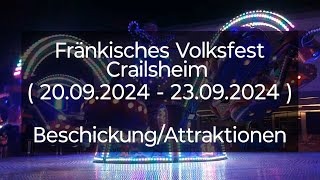 Fränkisches Volksfest Crailsheim  20092024  23092024   Beschickung  Attraktionen [upl. by Leoline80]