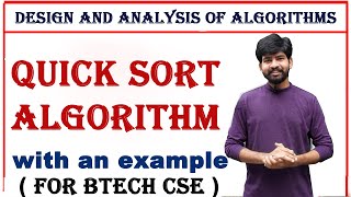 quick sort algorithm with an example quick sort algorithm  design and analysis of algorithm  DAA [upl. by Mimi]