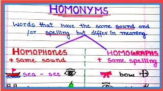 Homonyms in english  Difference Between Homophones Homographs  English Grammer studycorner [upl. by Haiasi]