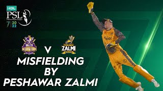 Misfielding By Peshawar Zalmi  Quetta Gladiators vs Peshawar Zalmi  Match 2  HBL PSL 7  ML2T [upl. by Nelluc]