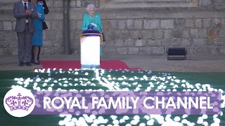 Queen Ignites Windsor Castle Jubilee Beacon [upl. by Benton]