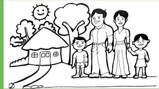 EASY DRAWING amp Coloring of House with Family for kids coloringforkids toddlers learningforkids [upl. by Nnov]