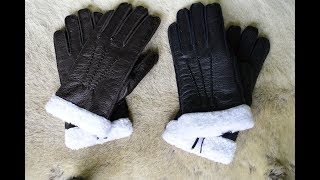 Black and Brown Winter Gloves with Lamb Fur Lining Deerskin Leather [upl. by Liagiba387]