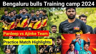 Bengaluru bulls practice 2024  PKL 11 Bengaluru bulls practice Match highlight Pardeep practice [upl. by Nnairet]