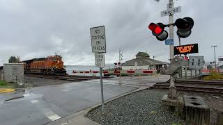 Northbound BNSF Loaded Coal Train passes through the Steilacoom Ferry Terminal Railroad Crossing [upl. by Berton]