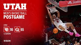 Utah Basketball defeats Queens 9665  Postgame Press Conference [upl. by Ashien]