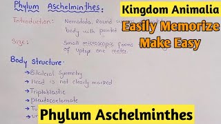 Phylum Aschelminthes General Characters And Classification Explain In Hindi Urdu [upl. by Inaflahk]