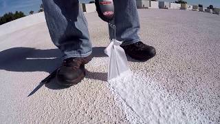 High solids silicone pull test Roof restoration preparation [upl. by Dnana]