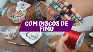 NOVO MODELO DE PULSEIRA COM FECHO AJUSTÁVEL DE MACRAMÊ  DISCOS EMBORRACHADOS  ENTREMEIO DE STRASS [upl. by Dnaleel340]