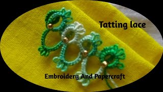 Tatting lace design tutorial for beginnersThe art of lace making Beautiful Needle tatting lace377 [upl. by Annoit]