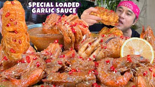 Spicy Giant Squid amp Shrimp with Special Loaded Garlic Sauce Mukbang [upl. by Gambrell444]