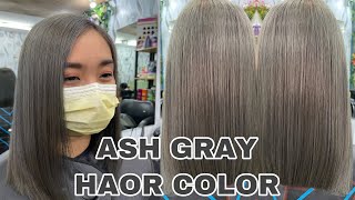 HOW TO ACHIEVE ASH GRAY HAIR COLOR  ASH GRAY  ASH BROWN  CHADING [upl. by Ahsinod306]