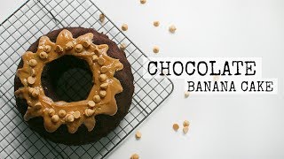 Chocolate Banana amp Peanut Butter Cake Recipe  Baking w Dan [upl. by Nomyar]