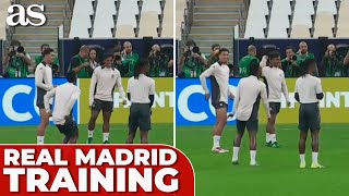 BELLINGHAM and VINICIUS share laughs in REAL MADRID training before INTERCONTINENTAL CUP FINAL [upl. by Yhtommit99]