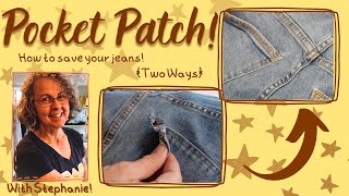 How to Patch Ripped Jeans Pocket Two Ways [upl. by Oelc508]