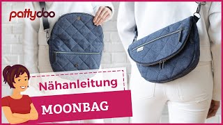 Die MUSST du nähen Raffinierte Moonbag Umhängetasche 🤩 Aufklappbar amp mit Reißverschlussfächern [upl. by Rangel]