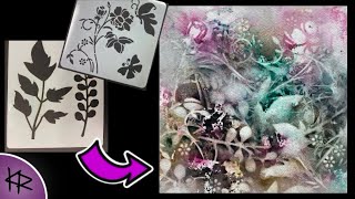 Reverse Stenciling WATERCOLOR demonstration Easy amp Fun Art Journal Floral Background [upl. by Enelegna]