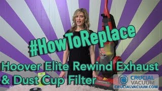 Hoover Elite Rewind Exhaust amp Dust Cup Filter Replacement Part  59157014 amp 59157055 [upl. by Eelrebmyk494]