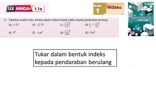 KSSM Matematik Tingkatan 3 Bab 1 indeks pendaraban berulang uji minda 11a no3 buku teks [upl. by Mastrianni]