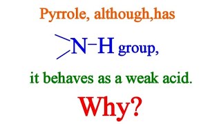 ACIDIC CHARACTER OF PYRROLEPyrrole [upl. by Felipa770]