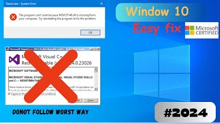 Fix MSVCP140dll Missing or Not Found In Windows 111087  2024 Updated Microsoft approved [upl. by Bamford843]